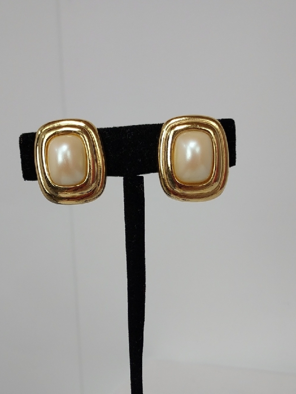 Vintage Givenchy Gold-Tone Pearl Center Clip On Earrings